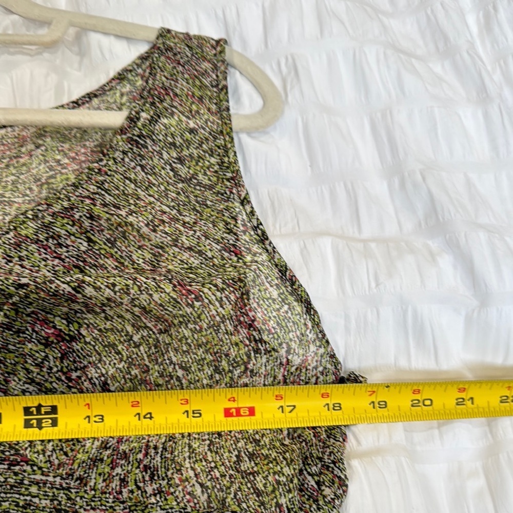 DKNY 100% silk v Neck Neck Green and Wine Midi Dress Size14 - Picture 5 of 9